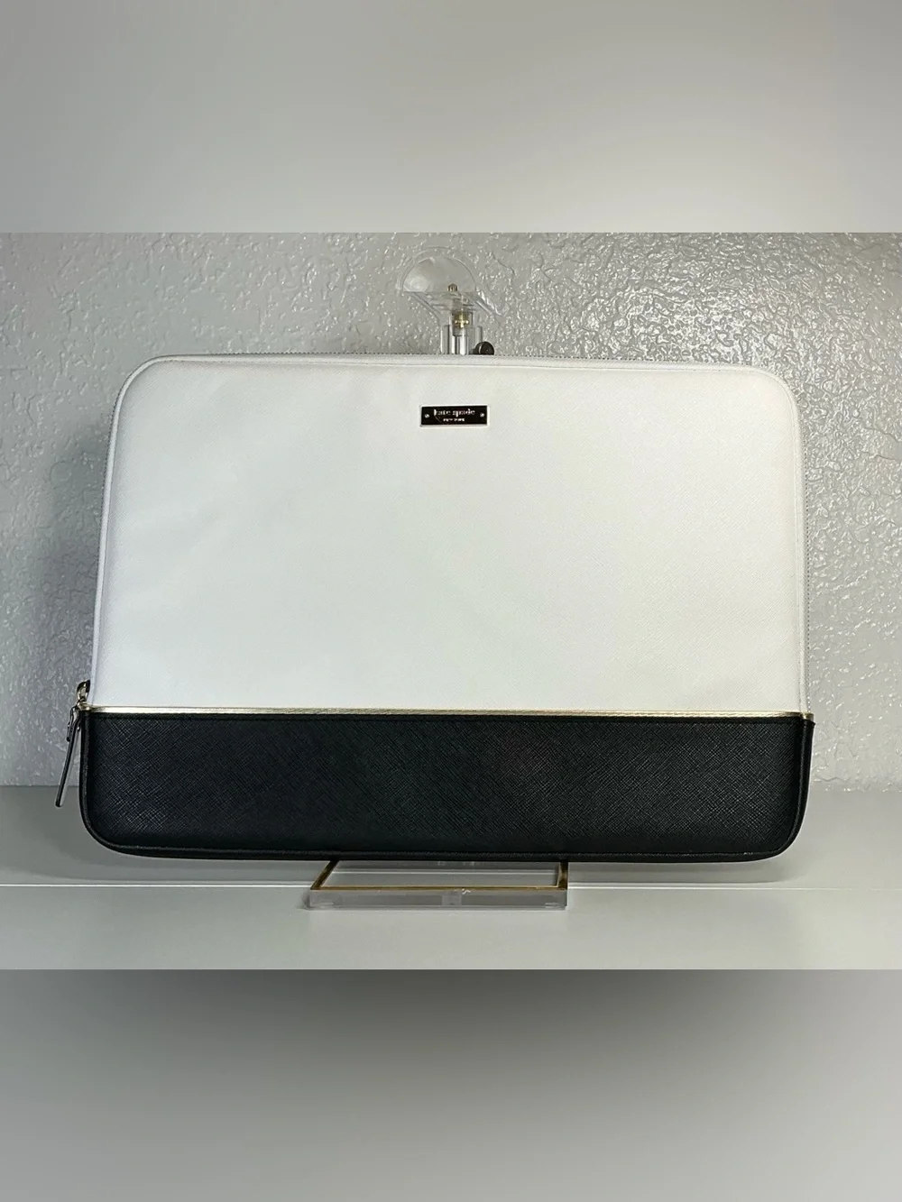 Kate Spade New York Colorblock Laptop Sleeve 16” Zip Case Black White